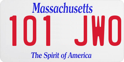 MA license plate 101JW0