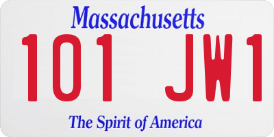 MA license plate 101JW1