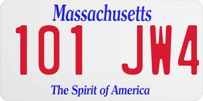 MA license plate 101JW4
