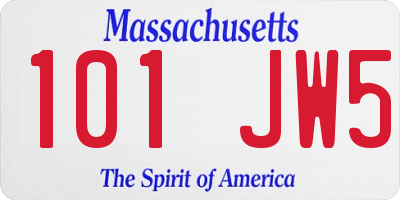MA license plate 101JW5