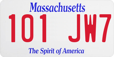 MA license plate 101JW7