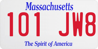 MA license plate 101JW8