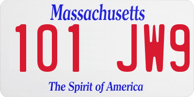 MA license plate 101JW9