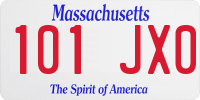 MA license plate 101JX0