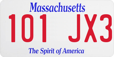 MA license plate 101JX3
