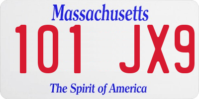 MA license plate 101JX9