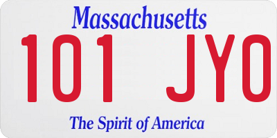 MA license plate 101JY0