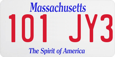MA license plate 101JY3