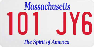 MA license plate 101JY6