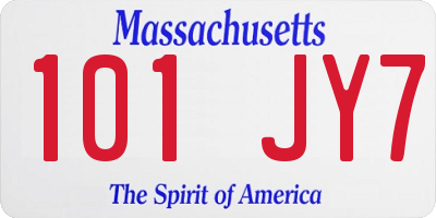 MA license plate 101JY7