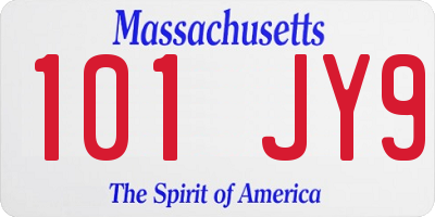 MA license plate 101JY9
