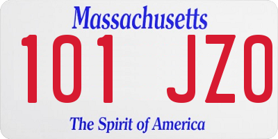 MA license plate 101JZ0