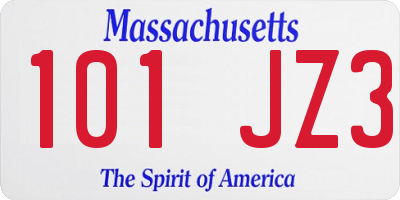 MA license plate 101JZ3