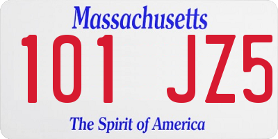 MA license plate 101JZ5