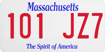 MA license plate 101JZ7