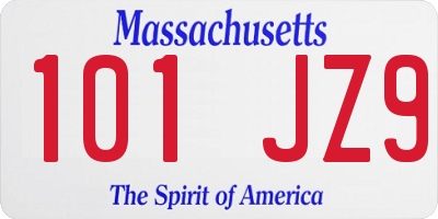 MA license plate 101JZ9