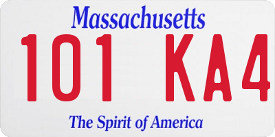 MA license plate 101KA4