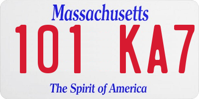 MA license plate 101KA7