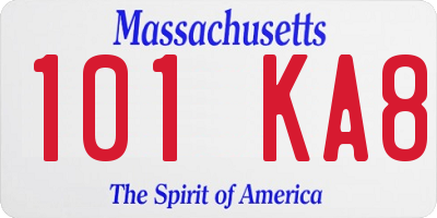 MA license plate 101KA8