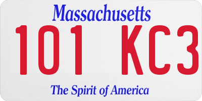 MA license plate 101KC3