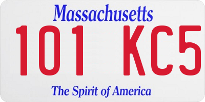 MA license plate 101KC5