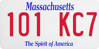 MA license plate 101KC7