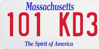 MA license plate 101KD3