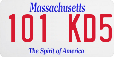 MA license plate 101KD5
