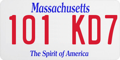 MA license plate 101KD7