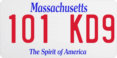 MA license plate 101KD9