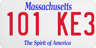 MA license plate 101KE3