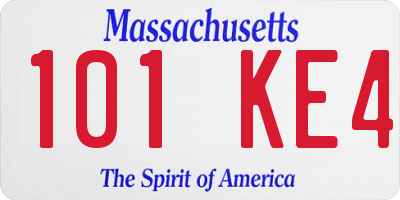 MA license plate 101KE4
