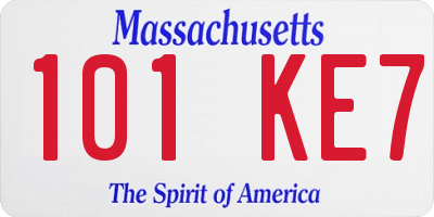 MA license plate 101KE7