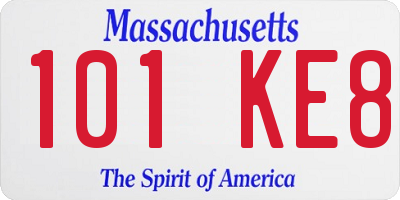 MA license plate 101KE8