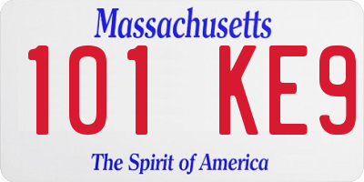 MA license plate 101KE9
