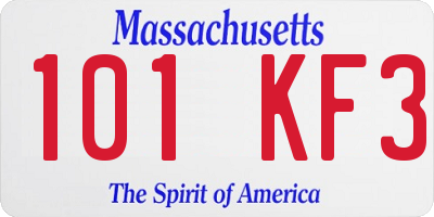 MA license plate 101KF3
