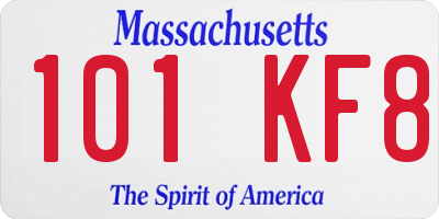 MA license plate 101KF8