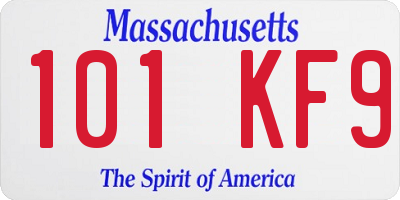 MA license plate 101KF9
