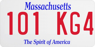 MA license plate 101KG4