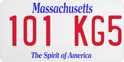 MA license plate 101KG5