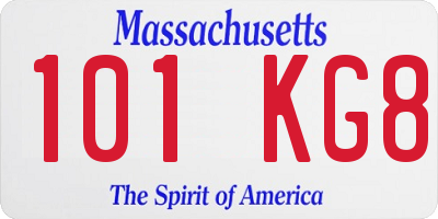 MA license plate 101KG8