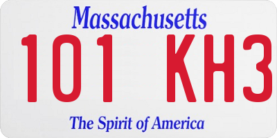MA license plate 101KH3