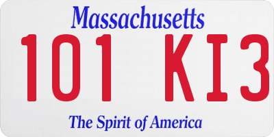 MA license plate 101KI3