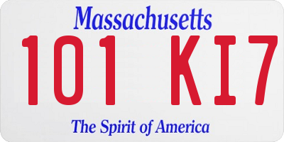 MA license plate 101KI7