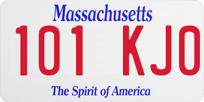 MA license plate 101KJ0