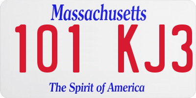 MA license plate 101KJ3