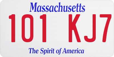 MA license plate 101KJ7