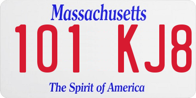 MA license plate 101KJ8
