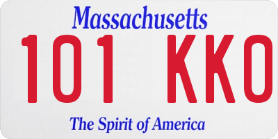MA license plate 101KK0