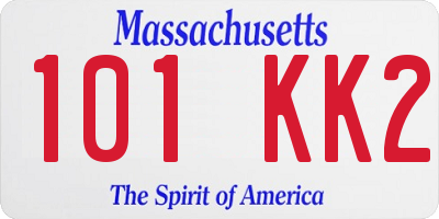 MA license plate 101KK2